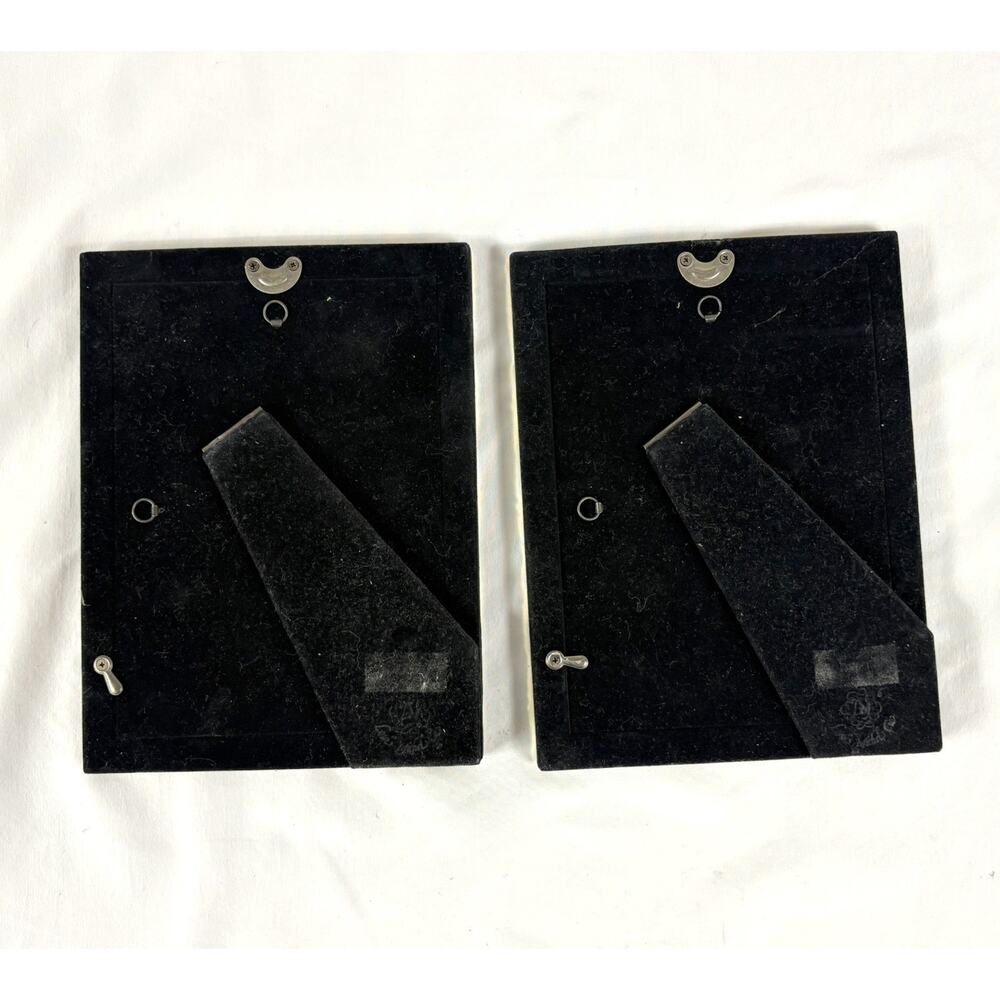 Pair Brass Picture Photo Frames 5x7 Loui Michel Cie Elysees Gold Tone Geometric - Picture 5 of 5